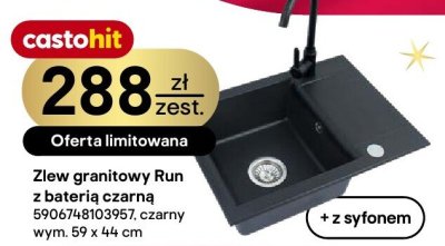 Zlew granitowy Run z baterią czarną promocja w Castorama