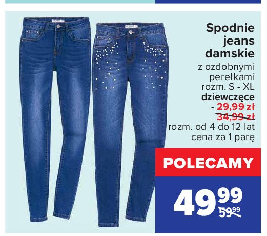 Spodnie jeans damskie rozm. s-xl z ozdobnymi pere艂kami promocja