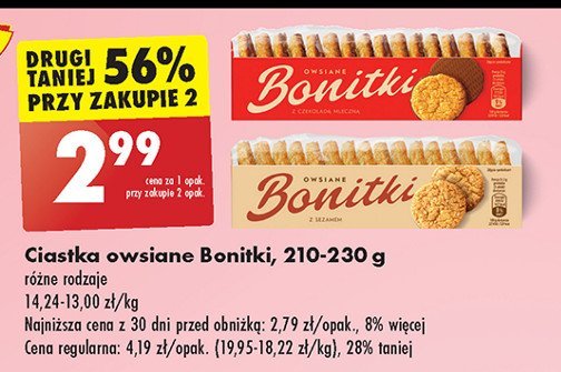 Ciastka owsiane z sezamem Bonitki promocja