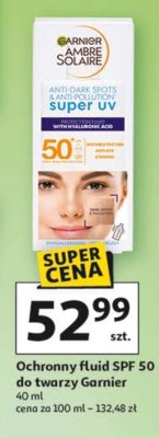 Fluid do twarzy przeciw przebarwieniom sk贸ry spf 50+ Garnier ambre solaire promocja