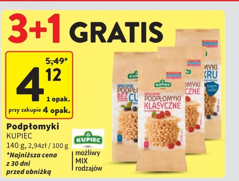 Podpłomyki bez dodatku cukru Kupiec promocja w Intermarche