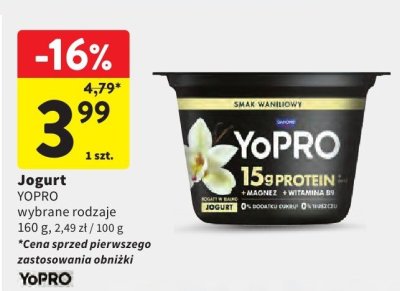 Jogurt YOPRO wybrane rodzaje promocja w Intermarche