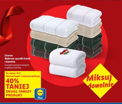 Wybrane ręczniki frotté z bawełny Livarno promocja w Lidl