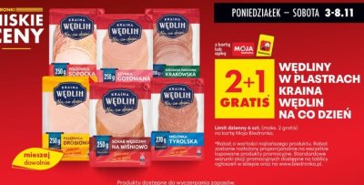 Wędliny w plastrach - Szynka Gotowana 250g 2+1 gratis promocja w Biedronka