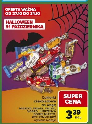 Cukierki czekoladowe na wagę MIESZKO, WAWEL, WEDEL, VOBRO, JUTRZENKA różne rodzaje promocja w Carrefour Express