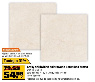 Gresy szkliwione polerowane Barcelona crema wym. 60 x 60 cm OBI promocja w OBI