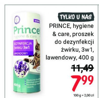 Proszek do dezynfekcji żwirku 3w1 Prince hygiene & care promocja