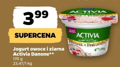 Jogurt owoce z ziarna Activia Danone promocja w Netto