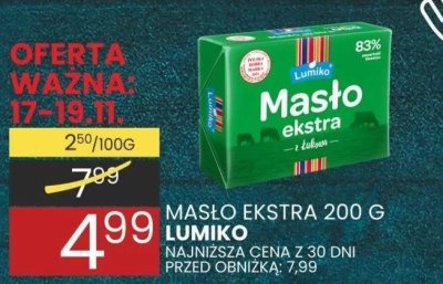 Masło ekstra 200g Łumiko promocja w Wafelek