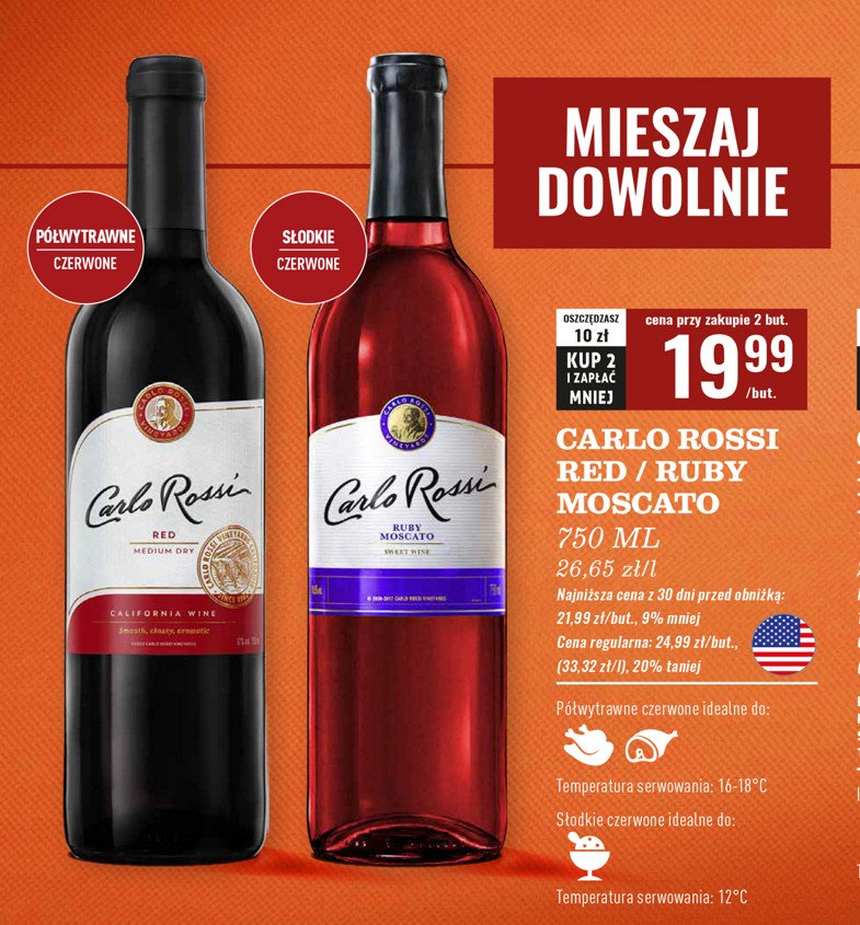 Wino CARLO ROSSI RUBY MOSCATO promocja