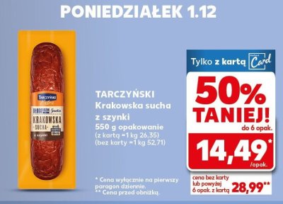 Kiełbasa krakowska sucha z szynki promocja w Kaufland