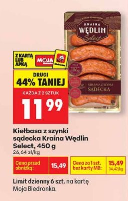 Kiełbasa z szynki sądecka Kraina Wędlin, 300 g promocja w Biedronka