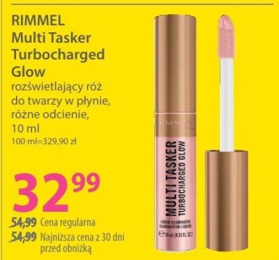Róż rozświetlający do twarzy RIMMEL Multi Tasker Turbocharged Glow różne odcienie 10 ml promocja w Hebe