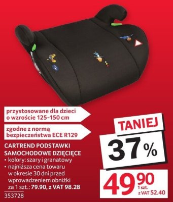 Fotelik samochodowy dziecięcy CARTREND PODSTAWKI SAMOCHODOWE DZIECIĘCE promocja w Selgros