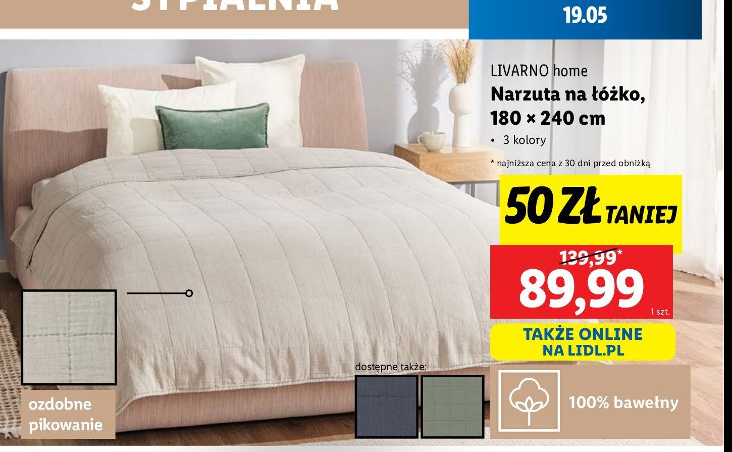 Narzuta na łożko 180 x 240 cm LIVARNO HOME promocja w Lidl