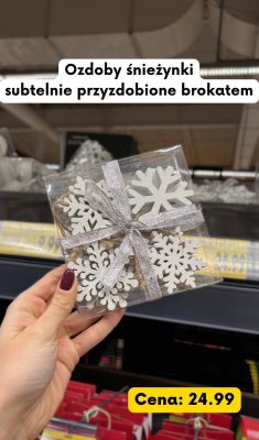 Ozdoby śnieżynki z brokatem promocja w Kaufland