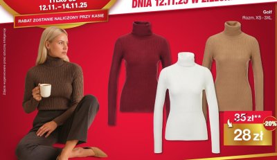 Golf damski z golfem różne kolory promocja w Woolworth