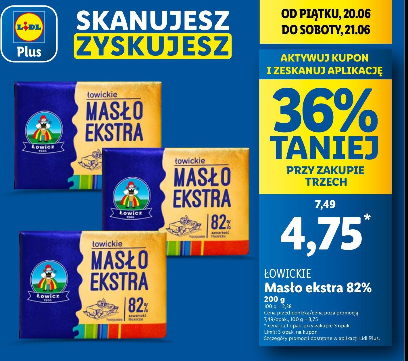 Masło ekstra Łowickie promocja w Carrefour