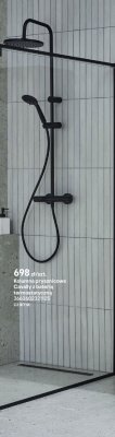 Kolumna prysznicowa Cavally z baterią termostatyczną czarna promocja w Castorama