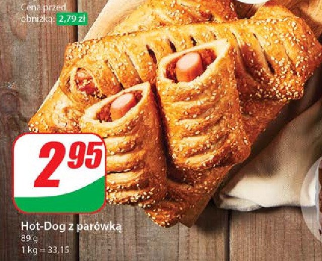 Hot dog z parówką promocja w Dino