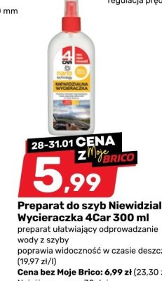 Preparat do szyb Niewidzialna Mycieraczka 4Car 300 ml promocja w Bricomarche