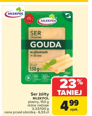 Ser żółty gouda plastry promocja w Carrefour Market