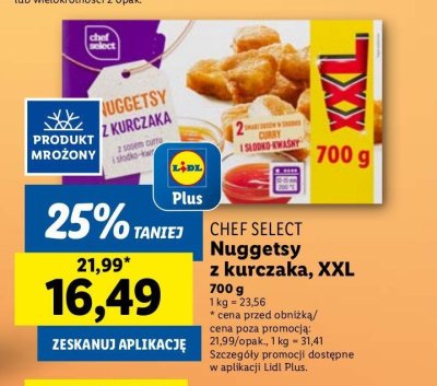 Nuggetsy z kurczaka z sosem curry i słodko kwaśnym Chef select promocja