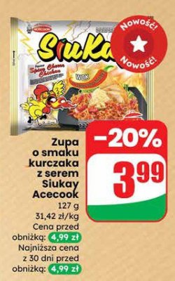 Zupa o smaku kurczaka z serem Siukay Acecook promocja w Dino