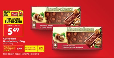 Czekolada mleczna z całymi orzechami 100g promocja w Biedronka