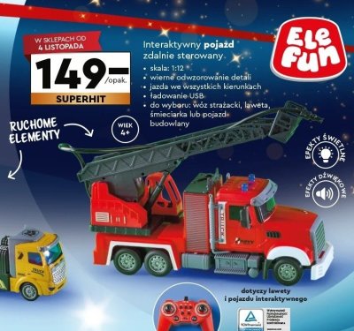 Interaktywny pojazd straży pożarnej zdalnie sterowany promocja w Biedronka
