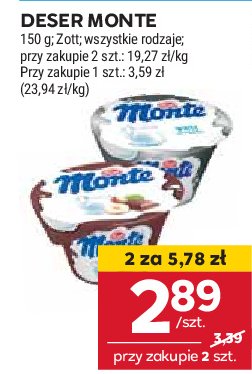 Deser śmietankowy Zott monte white promocja