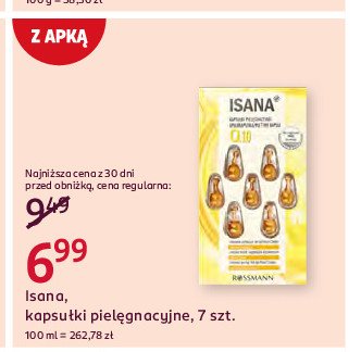 Kapsułki pielęgnujące przeciwzmarszczkowe Isana q10 promocja w Rossmann