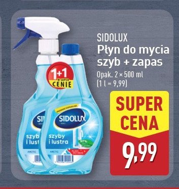 Płyn do szyb arctic + zapas Sidolux crystal promocja w Aldi