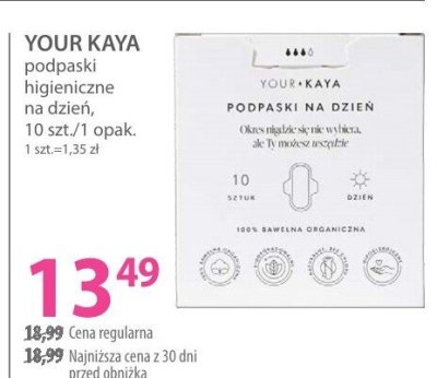 Podpaski higieniczne YOUR KAYA na dzień promocja w Hebe