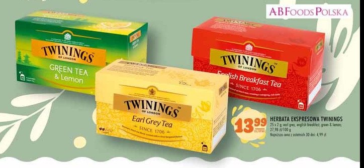 Herbata Twinings green tea & lemon promocja