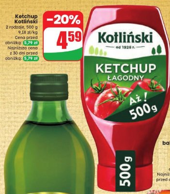 Ketchup łagodny Kotliński promocja w Dino