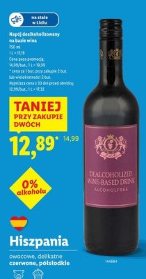 Napój dealkoholizowany na bazie wina czerwonego promocja w Lidl