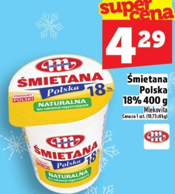 Śmietana Polska 18% 400g promocja w TOPAZ