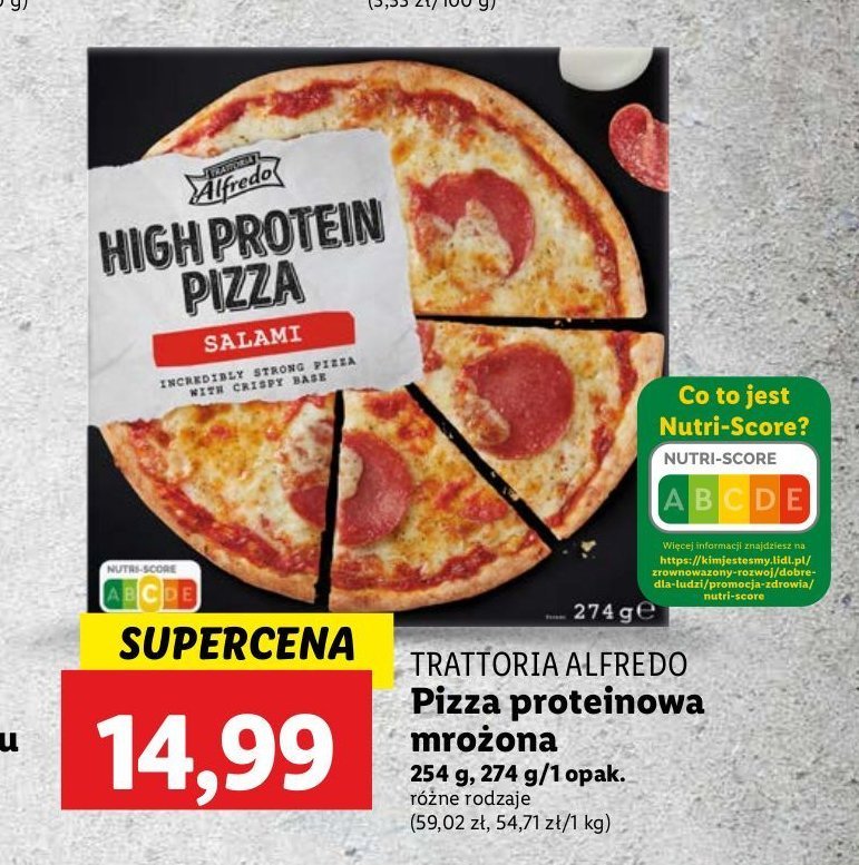 Pizza high protein salami Trattoria alfredo promocja