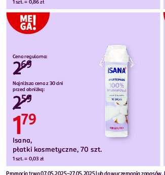 P艂atki kosmetyczne bawe艂niane Isana promocja