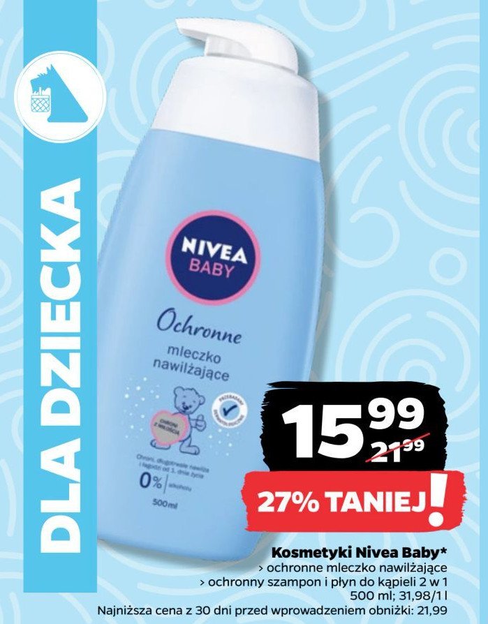 Mleczko nawilżające Nivea baby ochronny promocja