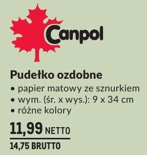 Pudełko ozdobne Canpol papier matowy ze sznurkiem wym. (śr. x wys.): 9 x 34 cm, różne kolory promocja w Makro