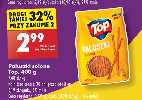 Paluszki solone Top pub Top (biedronka) promocja