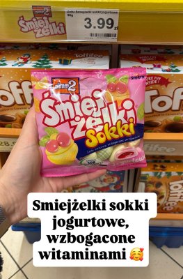 Żelki Śmiejżelki sokki jogurtowe wzbogacone witaminami promocja w Dino