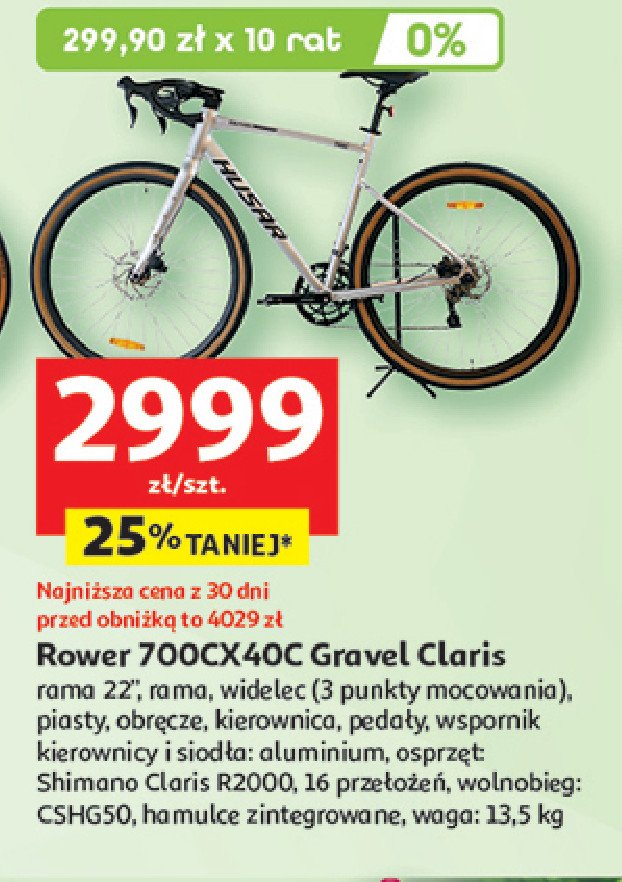 Rower 700cx40c gravel claris Husar promocja w Auchan