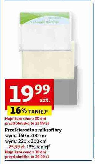 Prześcieradło mikrofibra bez gumki 220 x 200 cm promocja