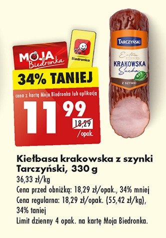 Kiełbasa krakowska sucha z szynki Tarczyński promocja