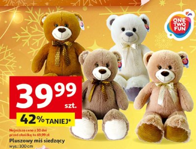 Pluszowy miś siedzący, wys.: 100 cm promocja w Auchan