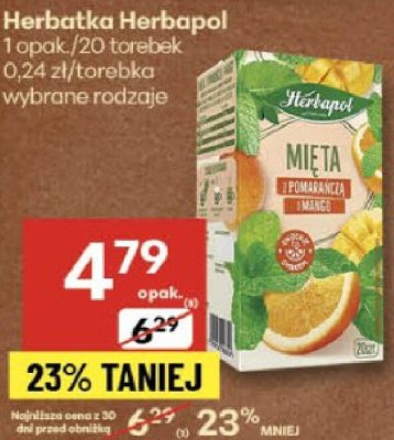 Herbatka Herbapolska Mięta 1 opak./20 saszetek promocja w Delikatesy Centrum