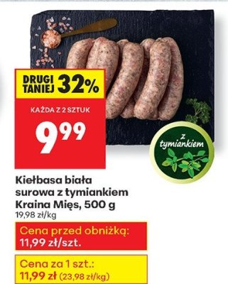 Kiełbasa biała surowa z tymiankiem 500 g promocja w Biedronka